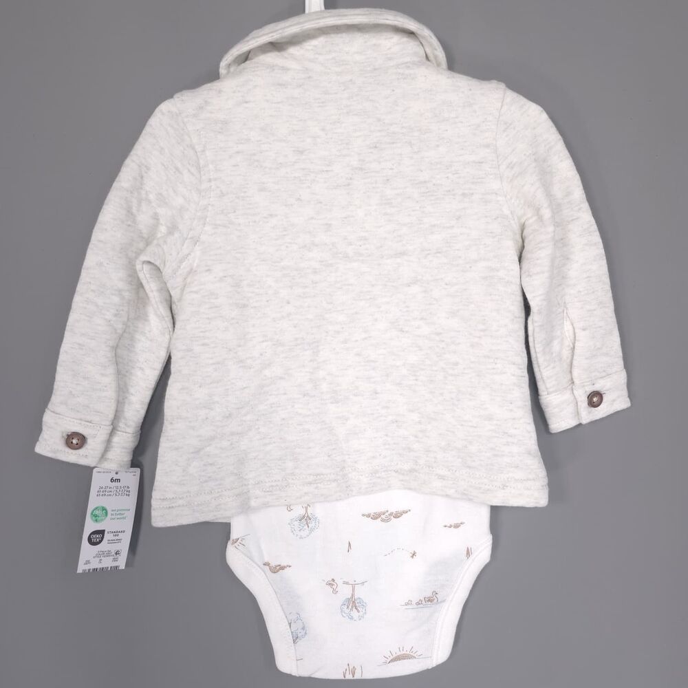 CARTERS Baby Boy New Outfit 2 Pc Set Bodysuit Jacket 6M Gray White 1S260510 - Picture 6 of 9
